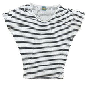 C&C California Supima Cotton Stripe Tee XS White Navy V-Neck USA